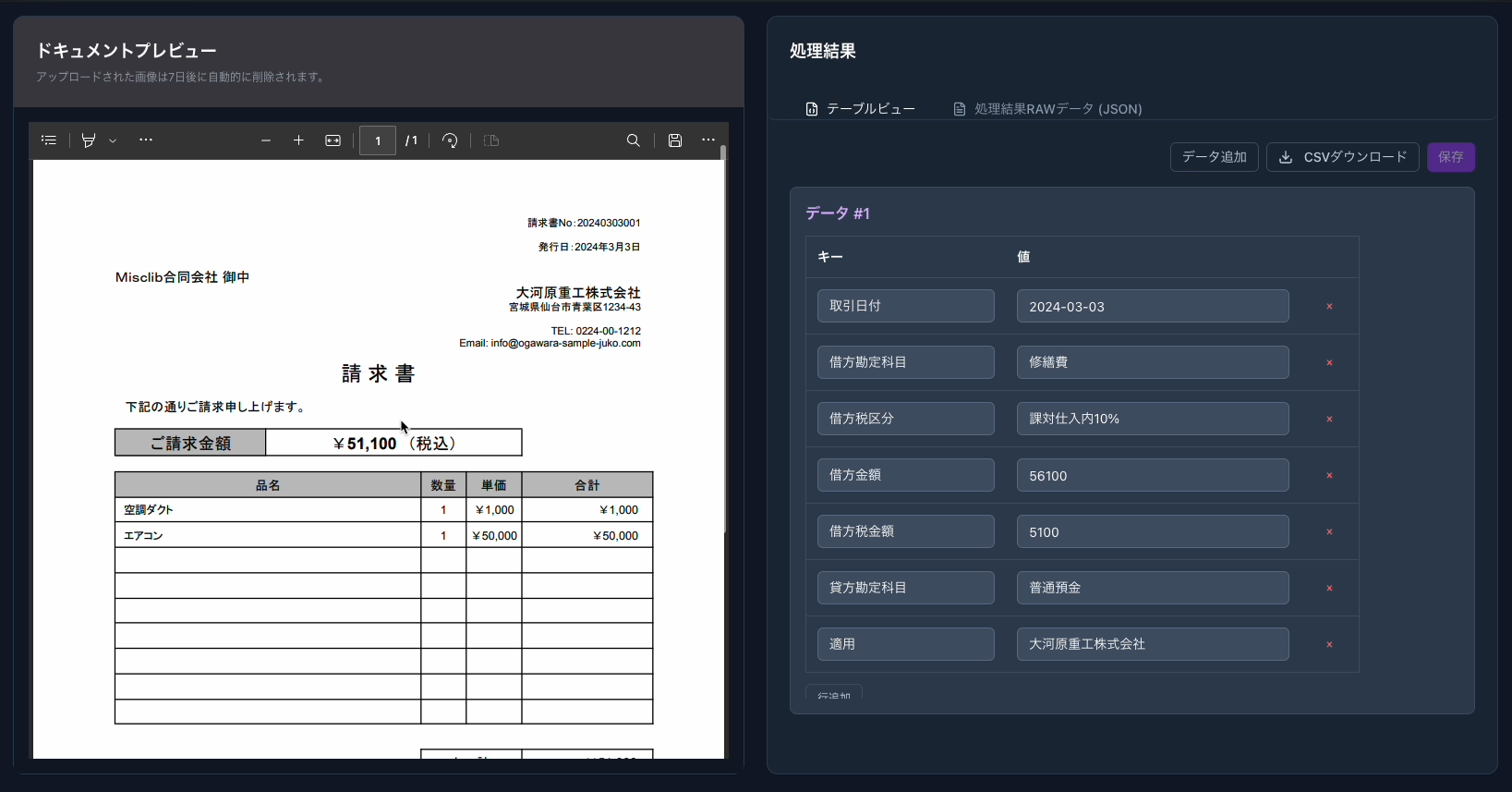 MINOCR data correction interface
